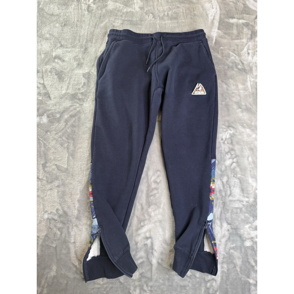 Staple Pigeon Mens Joggers Logo Blue Graphic Sweatpants Size M Zip Ankle